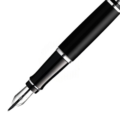 Photo en gros plan montrant la pointe de précision du Waterman Expert Matt Black CT stylo-plume.