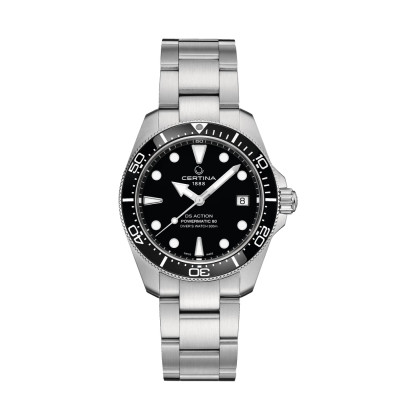 MONTRE CERTINA DS ACTION DIVER 38MM POWERMATIC 80 CADRAN NOIR, BRACELET ACIER