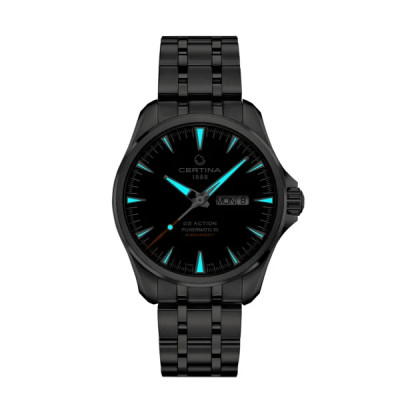 MONTRE CERTINA DS ACTION DAY DATE POWERMATIC 80 AUTOMATIQUE CADRAN NOIR BRACELET MÉTAL