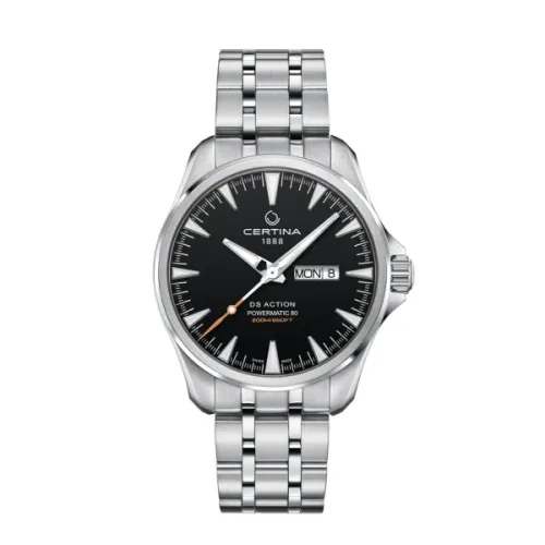 MONTRE CERTINA DS ACTION DAY DATE POWERMATIC 80 AUTOMATIQUE CADRAN NOIR BRACELET MÉTAL
