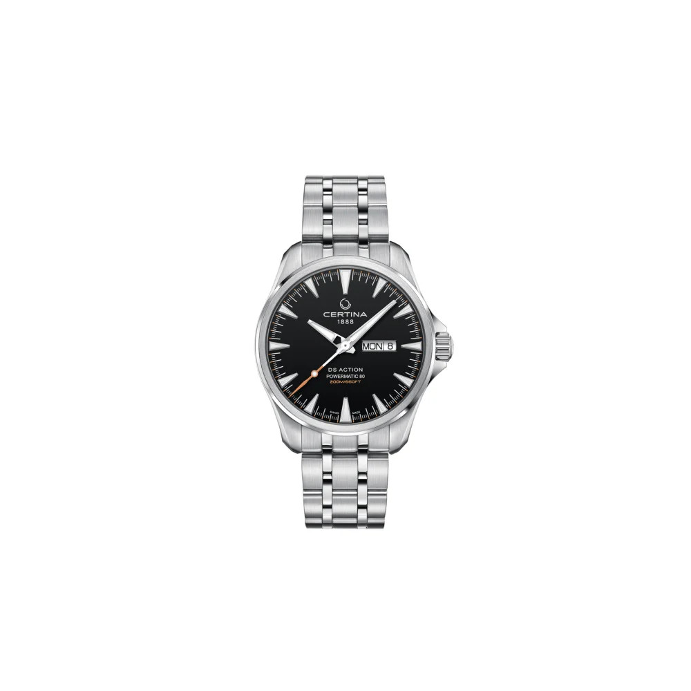 MONTRE CERTINA DS ACTION DAY DATE POWERMATIC 80 AUTOMATIQUE CADRAN NOIR BRACELET MÉTAL