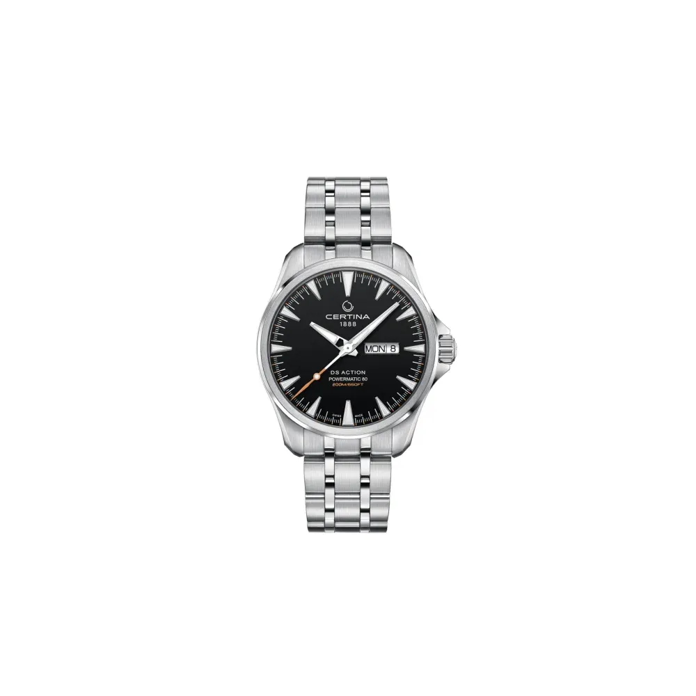MONTRE CERTINA DS ACTION DAY DATE POWERMATIC 80 AUTOMATIQUE CADRAN NOIR BRACELET MÉTAL