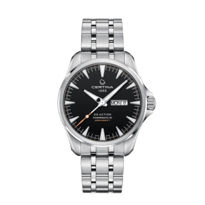 MONTRE CERTINA DS ACTION DAY DATE POWERMATIC 80 AUTOMATIQUE CADRAN NOIR BRACELET MÉTAL
