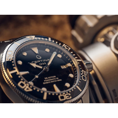 MONTRE CERTINA DS ACTION DIVER 43MM POWERMATIC 80 CADRAN NOIR BRACELET MÉTAL