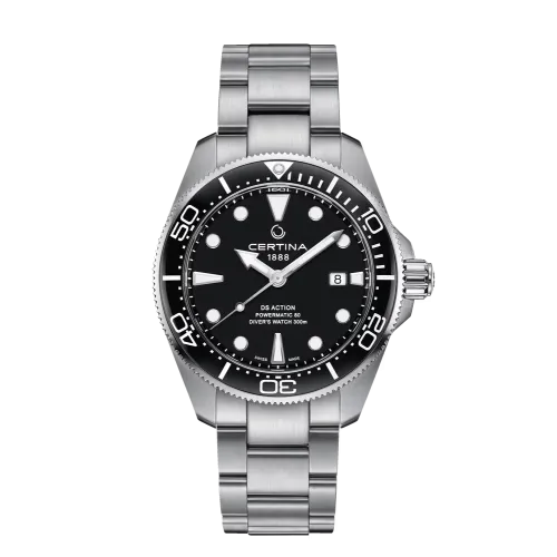 MONTRE CERTINA DS ACTION DIVER 43MM POWERMATIC 80 CADRAN NOIR BRACELET MÉTAL