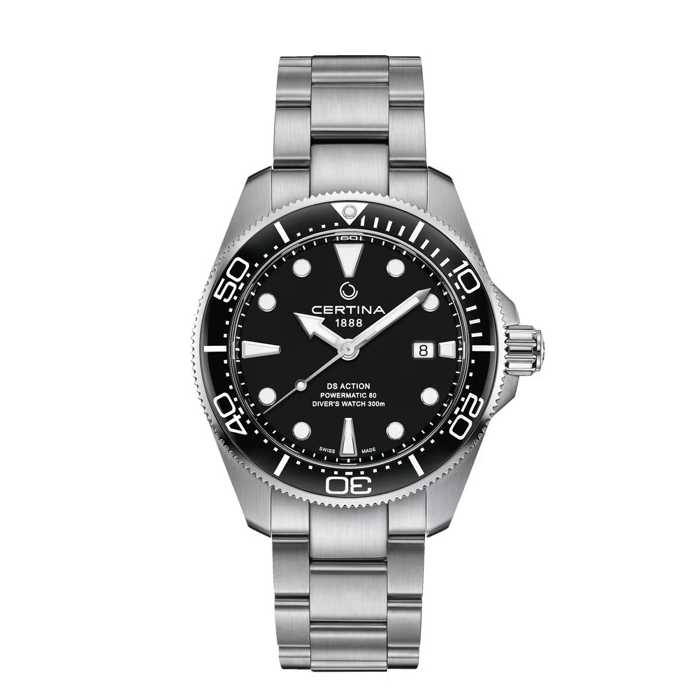 MONTRE CERTINA DS ACTION DIVER 43MM POWERMATIC 80 CADRAN NOIR BRACELET MÉTAL