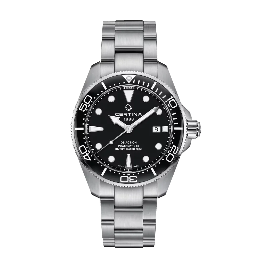 MONTRE CERTINA DS ACTION DIVER 43MM POWERMATIC 80 CADRAN NOIR BRACELET MÉTAL