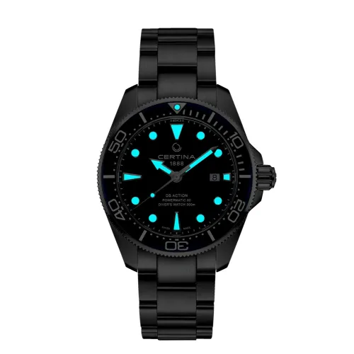MONTRE CERTINA DS ACTION DIVER 43MM POWERMATIC 80 CADRAN NOIR BRACELET TITANE