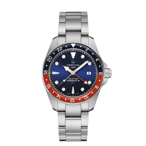 MONTRE CERTINA DS ACTION GMT POWERMATIC 80 CADRAN BLEU BRACELET ACIER