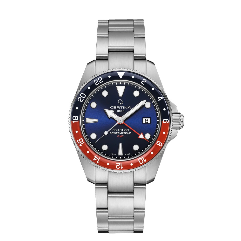 MONTRE CERTINA DS ACTION GMT POWERMATIC 80 CADRAN BLEU BRACELET ACIER