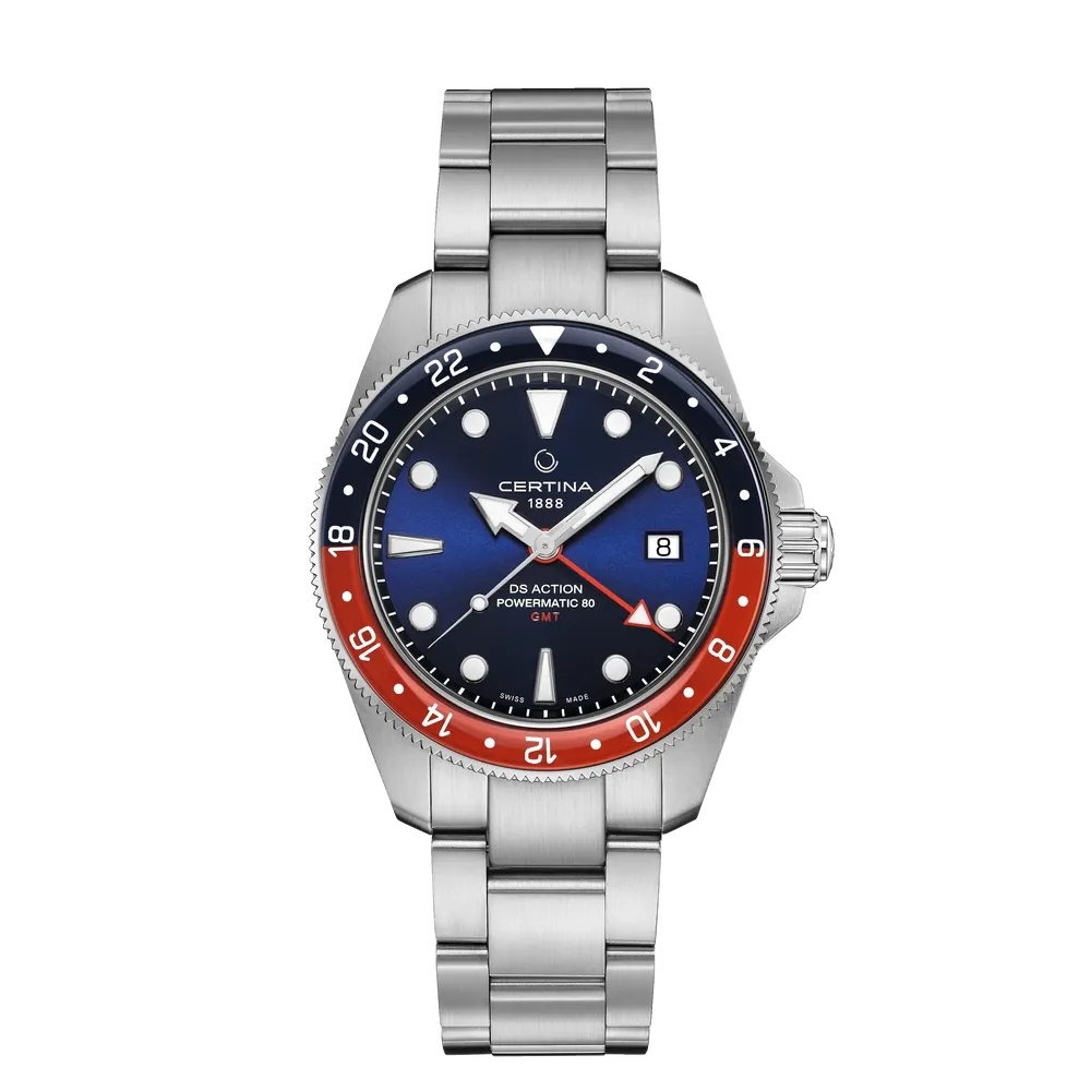 MONTRE CERTINA DS ACTION GMT POWERMATIC 80 CADRAN BLEU BRACELET ACIER