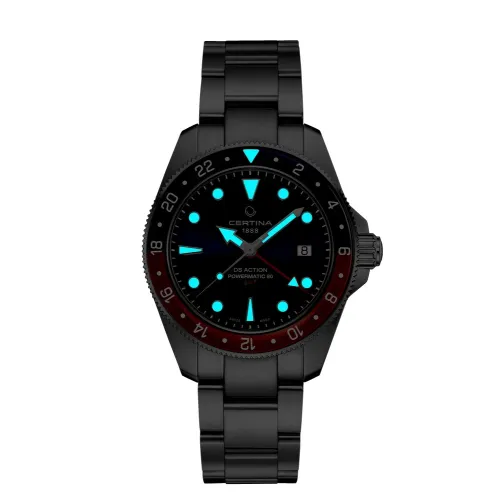 MONTRE CERTINA DS ACTION GMT POWERMATIC 80 CADRAN BLEU BRACELET ACIER