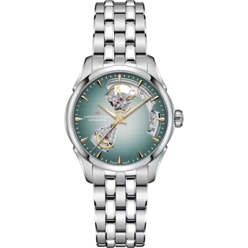 HAMILTON JAZZMASTER OPEN HEART AUTO 36 MM CADRAN BLEU CLAIR BRACELET MÉTAL