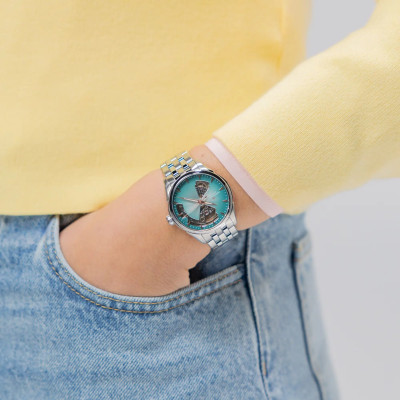 HAMILTON JAZZMASTER OPEN HEART AUTO 36 MM CADRAN BLEU CLAIR BRACELET MÉTAL