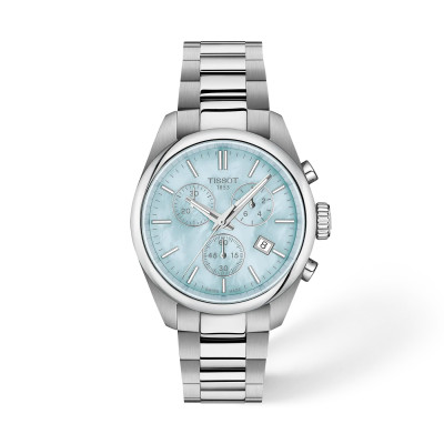 MONTRE TISSOT PR 100 36MM CADRAN NACRE BLEUE BRACELET BI‑COLOR MÉTAL