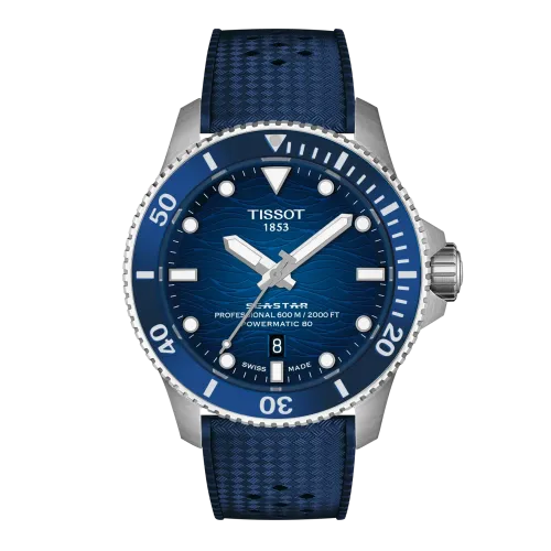 MONTRE TISSOT SEASTAR 2000 44 MM CADRAN DÉGRADÉ BLEU BRACELET CAOUTCHOUC BLEU