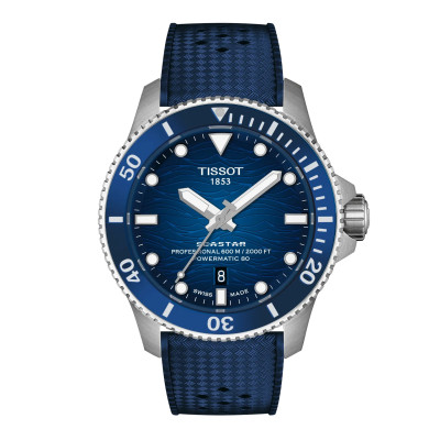 MONTRE TISSOT SEASTAR 2000 44 MM CADRAN DÉGRADÉ BLEU BRACELET CAOUTCHOUC BLEU