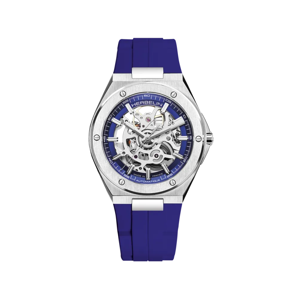 MONTRE HERBELIN CAP CAMARAT AUTOMATIQUE SQUELETTE BLEU