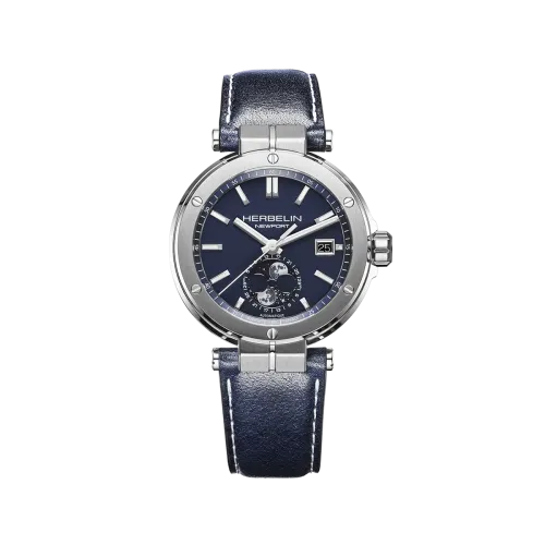 MONTRE HERBELIN NEWPORT AUTOMATIQUE PHASES DE LUNE BLEU