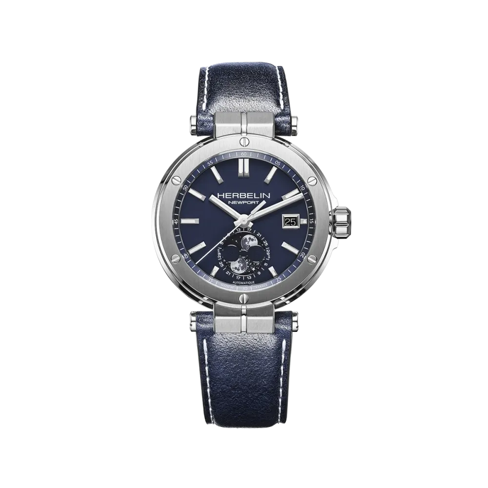 MONTRE HERBELIN NEWPORT AUTOMATIQUE PHASES DE LUNE BLEU