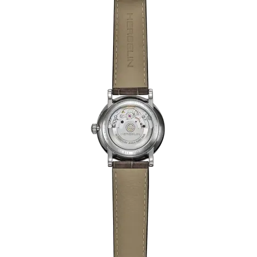 MONTRE HERBELIN INSPIRATION AUTOMATIQUE PHASE DE LUNE ACIER & CUIR GRIS