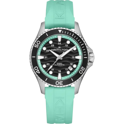 MONTRE HAMILTON KHAKI NAVY SCUBA 40 MM BRACELET TURQUOISE SAISISSANT