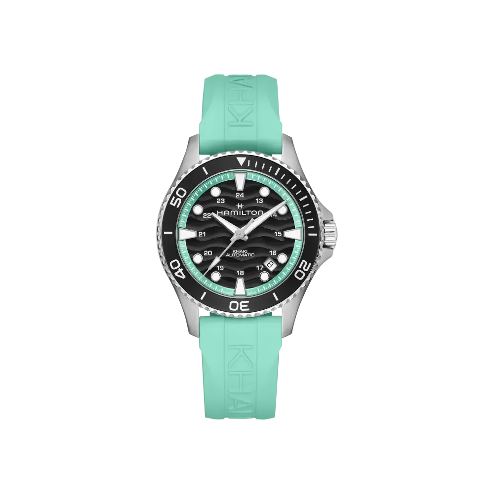 MONTRE HAMILTON KHAKI NAVY SCUBA 40 MM BRACELET TURQUOISE SAISISSANT