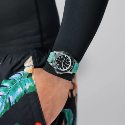 MONTRE HAMILTON KHAKI NAVY SCUBA 40 MM BRACELET TURQUOISE SAISISSANT
