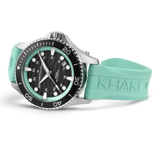 MONTRE HAMILTON KHAKI NAVY SCUBA 40 MM BRACELET TURQUOISE SAISISSANT