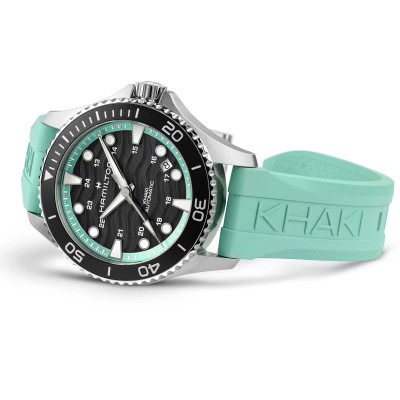 MONTRE HAMILTON KHAKI NAVY SCUBA 40 MM BRACELET TURQUOISE SAISISSANT