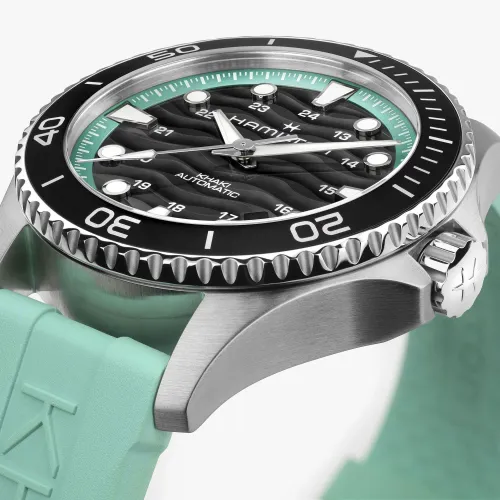 MONTRE HAMILTON KHAKI NAVY SCUBA 40 MM BRACELET TURQUOISE SAISISSANT