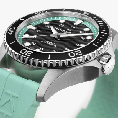 MONTRE HAMILTON KHAKI NAVY SCUBA 40 MM BRACELET TURQUOISE SAISISSANT