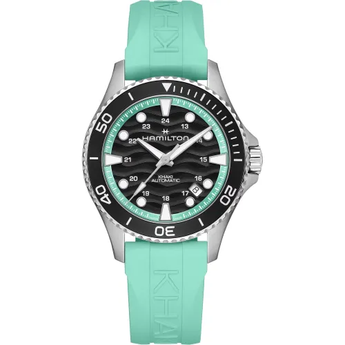 MONTRE HAMILTON KHAKI NAVY SCUBA 40 MM BRACELET TURQUOISE SAISISSANT