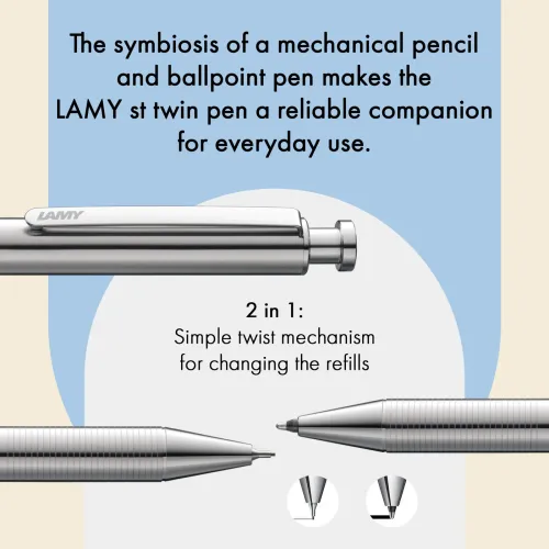 STYLO LAMY ST TWIN PEN MULTISYSTEM PENS SILVER