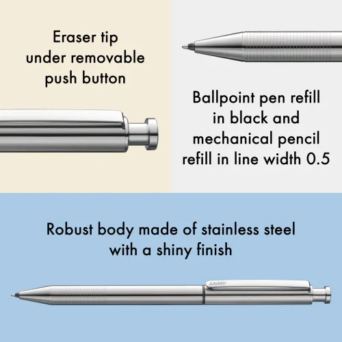 STYLO LAMY ST TWIN PEN MULTISYSTEM PENS SILVER