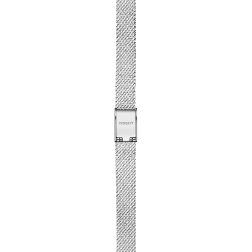 Tissot T-Lady Lovely Square quartz acier cadran argenté bracelet maille milanaise