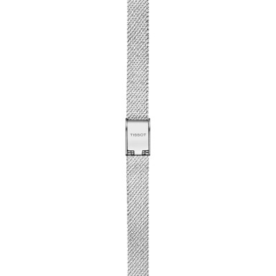 Tissot T-Lady Lovely Square quartz acier cadran argenté bracelet maille milanaise
