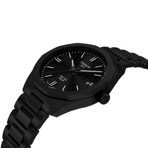 TISSOT PRC 100 SOLAR 39MM QUARTZ CADRAN NOIR BRACELET PVD NOIR