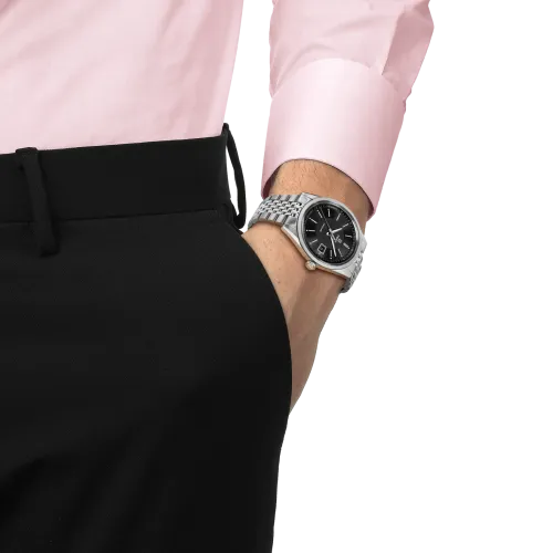 TISSOT VISODATE 39MM CADRAN NOIR BRACELET ACIER INOXYDABLE