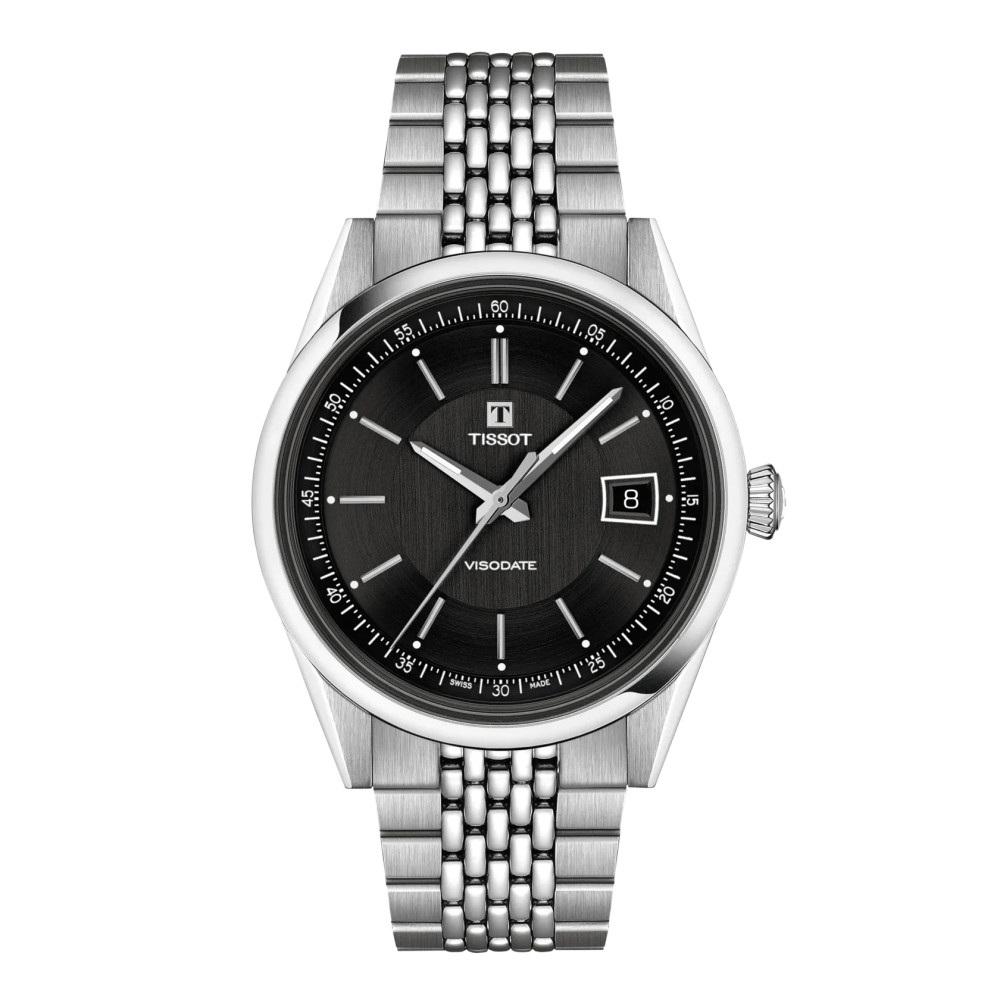 TISSOT VISODATE 39MM CADRAN NOIR BRACELET ACIER INOXYDABLE