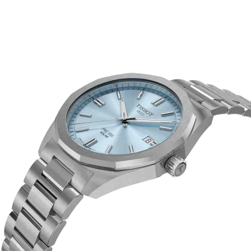 MONTRE TISSOT PRC 100 SOLAR 39MM CADRAN BLEU GLACÉ BRACELET GRIS