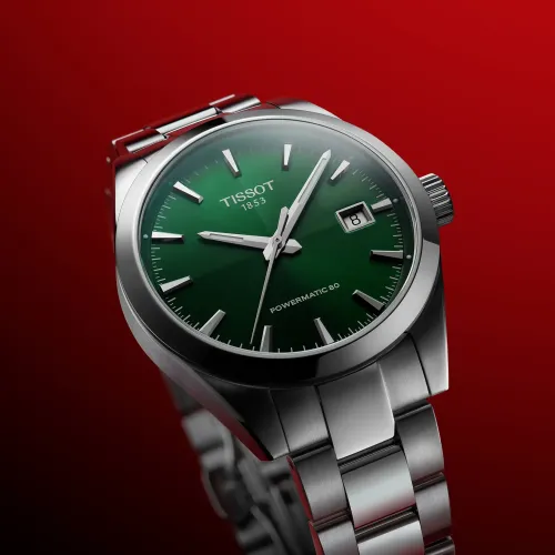 Photo montrant l'intégralité de la montre Montre Tissot Gentleman 38mm Cadran Vert Bracelet Argenté