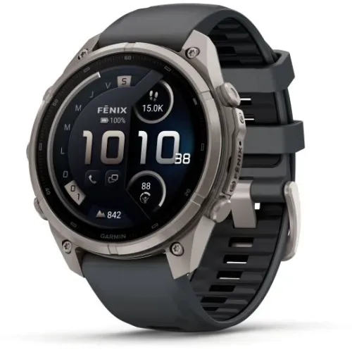 MONTRE GARMIN FĒNIX® 9 PRO 47 MM IN REACH TITANIUM AVEC BRACELET EN SILICONE GRAPHITE NOIR