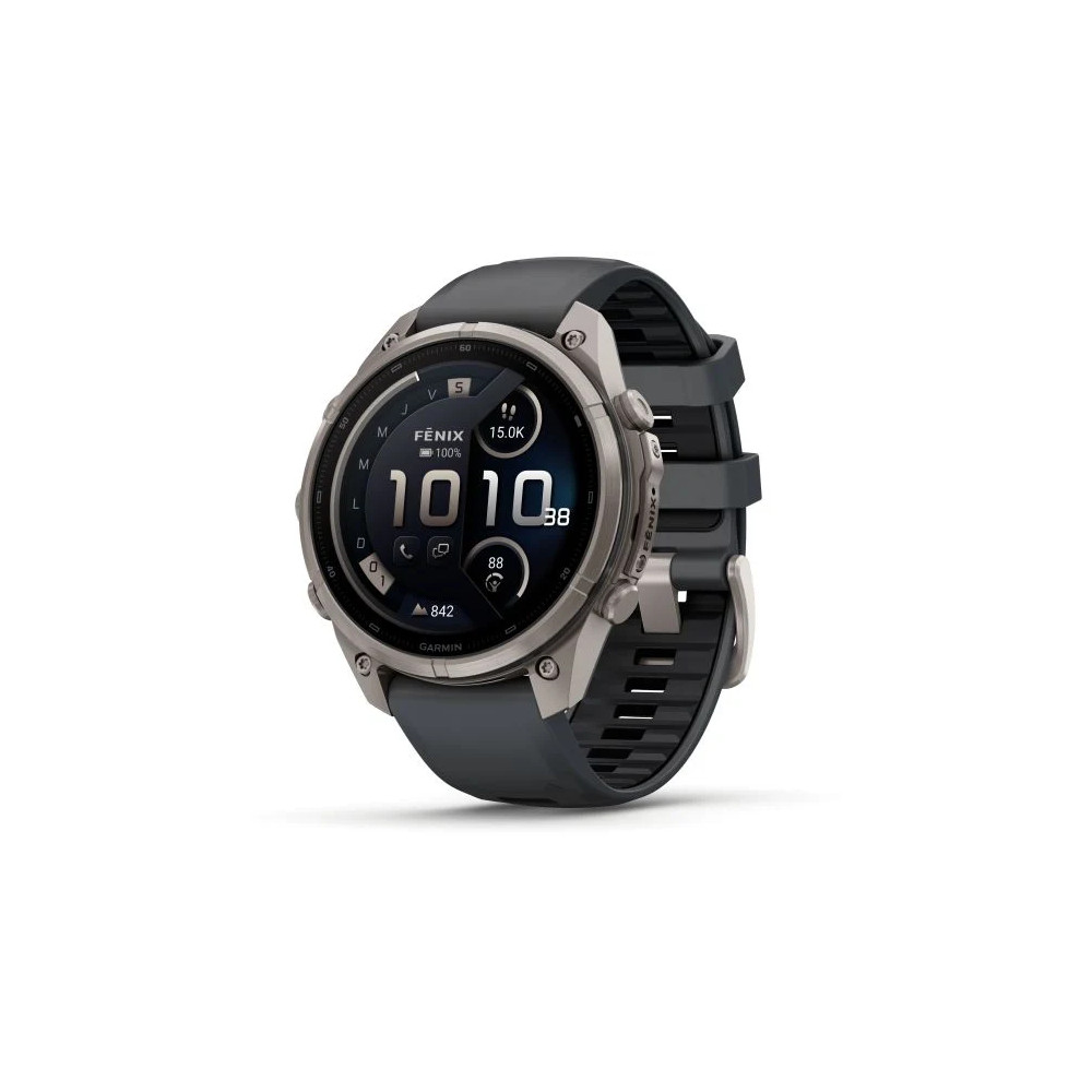 MONTRE GARMIN FĒNIX® 9 PRO 47 MM IN REACH TITANIUM AVEC BRACELET EN SILICONE GRAPHITE NOIR