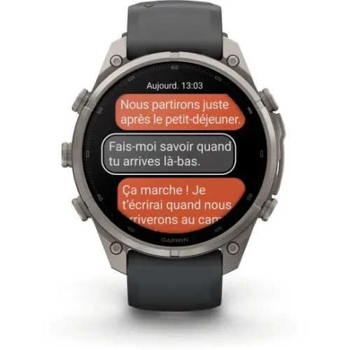 MONTRE GARMIN FĒNIX® 9 PRO 47 MM IN REACH TITANIUM AVEC BRACELET EN SILICONE GRAPHITE NOIR