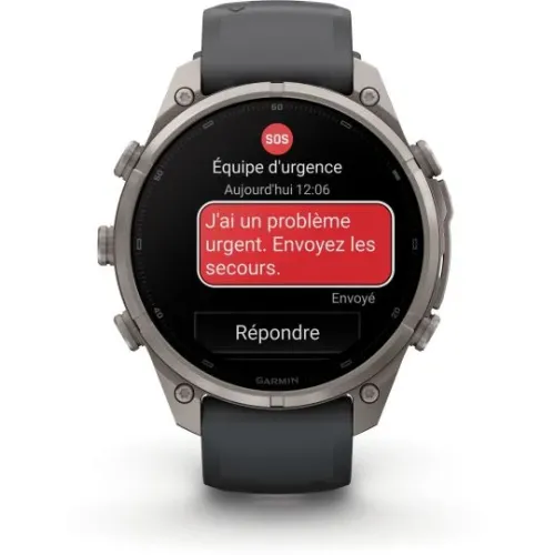 MONTRE GARMIN FĒNIX® 9 PRO 47 MM IN REACH TITANIUM AVEC BRACELET EN SILICONE GRAPHITE NOIR