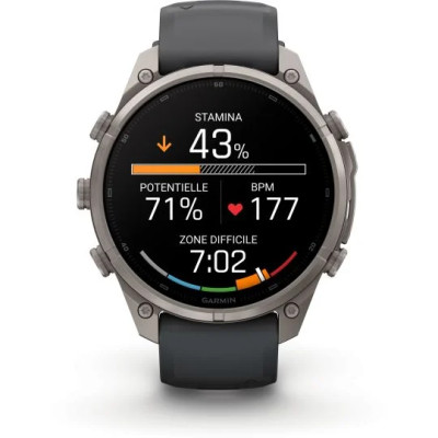 MONTRE GARMIN FĒNIX® 9 PRO 47 MM IN REACH TITANIUM AVEC BRACELET EN SILICONE GRAPHITE NOIR