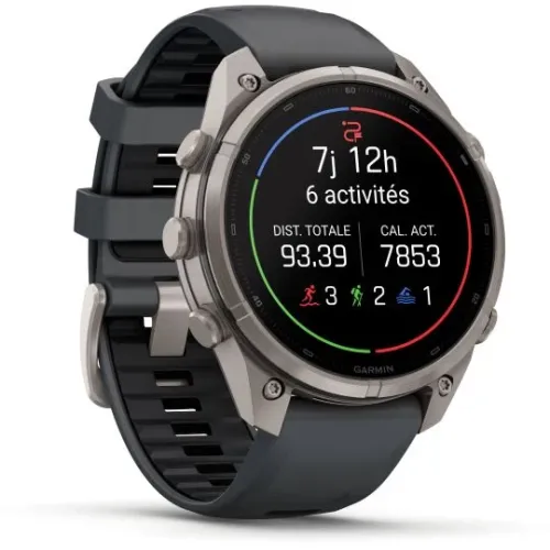 MONTRE GARMIN FĒNIX® 9 PRO 47 MM IN REACH TITANIUM AVEC BRACELET EN SILICONE GRAPHITE NOIR