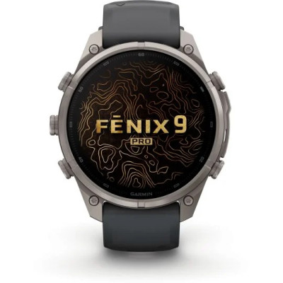 MONTRE GARMIN FĒNIX® 9 PRO 47 MM IN REACH TITANIUM AVEC BRACELET EN SILICONE GRAPHITE NOIR