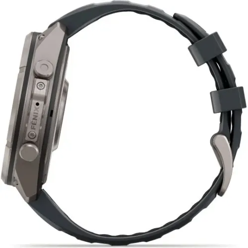 MONTRE GARMIN FĒNIX® 9 PRO 47 MM IN REACH TITANIUM AVEC BRACELET EN SILICONE GRAPHITE NOIR